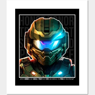 Halo game quotes - Master chief - Spartan 117 - Half black v3 Posters and Art